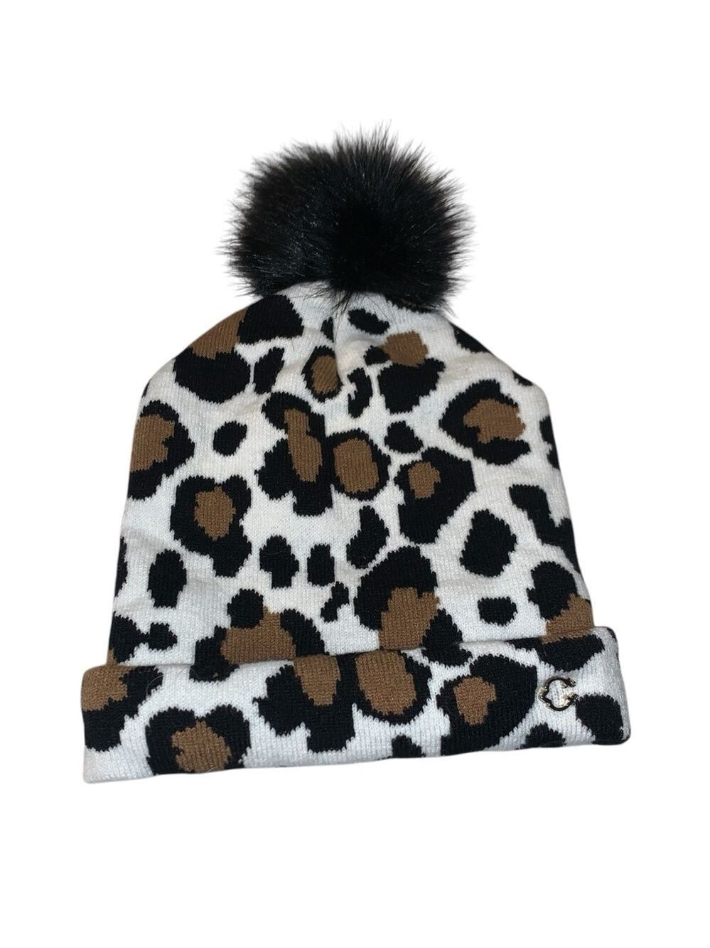 Leopard Print Pom Beanie NWOT